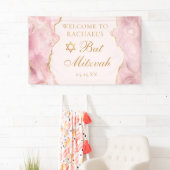 Banderoles Bat mitzvah Personnalisé de l'Agate rose chic (En situation)