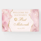 Banderoles Bat mitzvah Personnalisé de l'Agate rose chic (Horizontal)
