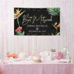 Banderoles Bat mitzvah Tropical Palm Leaf Black Gold Bienvenu<br><div class="desc">Soyez fier, réjouissez-vous et présentez cette étape importante de votre Bat mitzvah préféré ! Accrochez cette étonnante bannière moderne, élégante et personnalisée pour ajouter à sa journée spéciale. Élégant, étonnant, coloré, oiseaux d'aquarelle tropicale de fleurs de paradis, faux écriture manuscrite or, Star of David et points de parties scintillant, avec...</div>