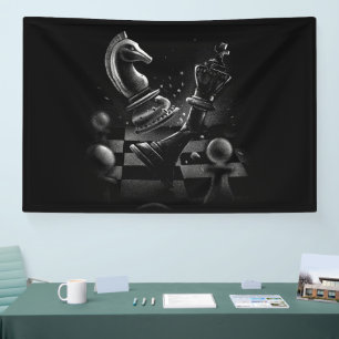 Banderoles Bataille aux échecs dramatique - Chevalier contre