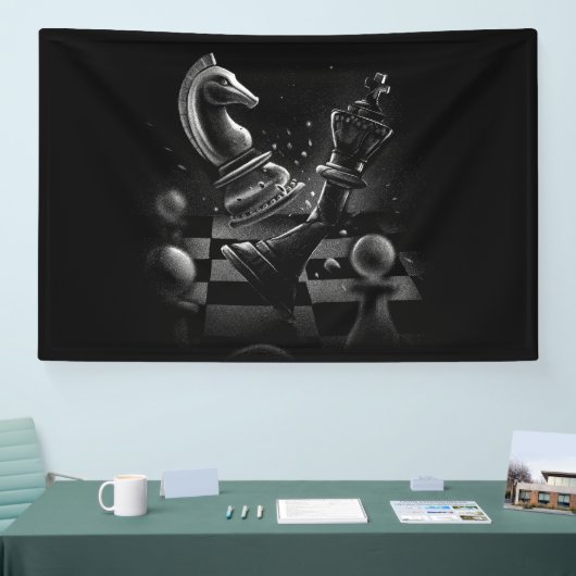 Banderoles Bataille aux échecs dramatique - Chevalier contre  (Salon professionnel)