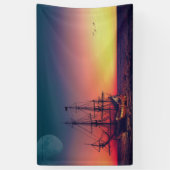 Banderoles Bateau à voile dans le coucher du soleil (Vertical)