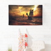 Banderoles Bateaux sur la mer orageuse (En situation)