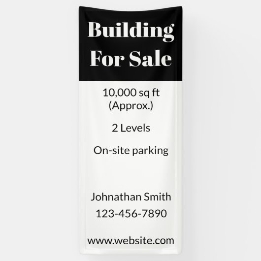 Banderoles Bâtiment à vendre Noir Blanc Affaires Immobilier (Vertical)