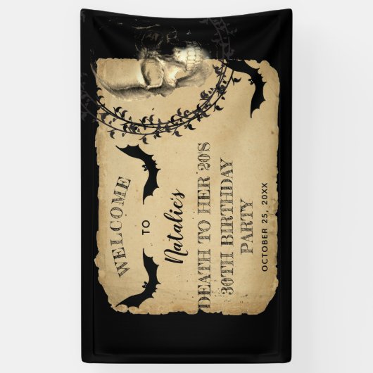 Banderoles Bats du crâne mort à sa fête d'anniversaire des an (Vertical)