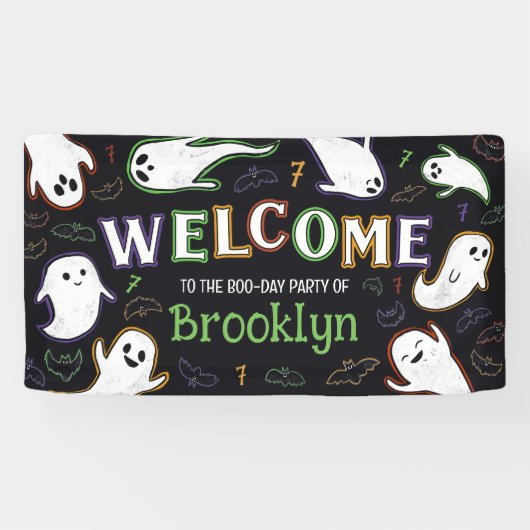 Banderoles Bats & Fantômes Spooktacular Boo Day Party Welcome (Horizontal)