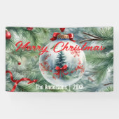 Banderoles Bauble de Noël avec Branches de ruban rouge et de (Horizontal)