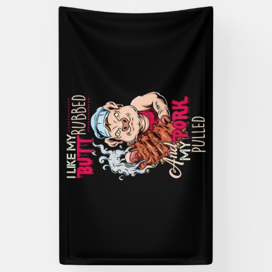 Banderoles BBQ|BBQ Grillmaster Like Butt Rubbed & Pork Pulbed (Vertical)