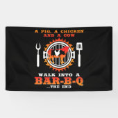 Banderoles BBQ | Un Cochon Et Un Poulet Marcher Dans Un Bar B (Horizontal)
