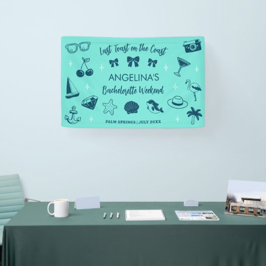 Banderoles Beach Bachelorette Party Coastal Doodal Art (Salon professionnel)