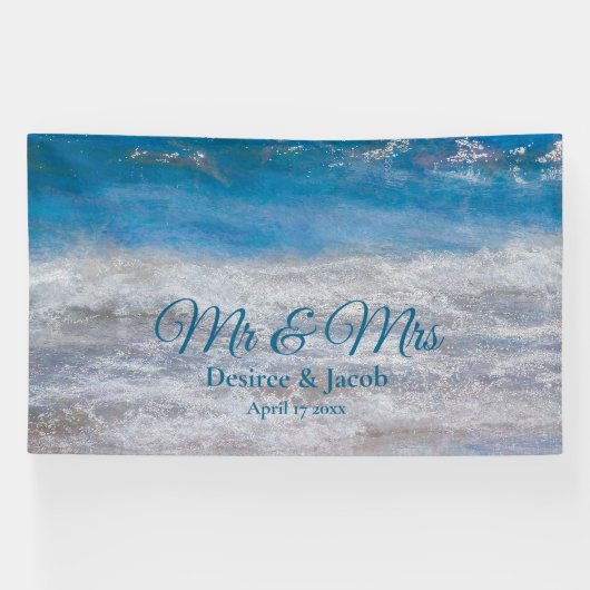 Banderoles Beach Blue Tropical Ocean Mariage (Horizontal)