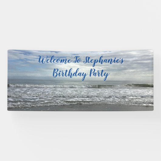 Banderoles Beach Ocean Water Sky Photo Coupe d'anniversaire (Horizontal)