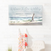 Banderoles Beach Waves Watercolor Mariage Bienvenue (En situation)