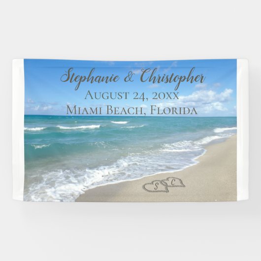 Banderoles Beach Wedding Hearts (Horizontal)