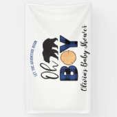 Banderoles Bear bleu Buffalo Plaid Baby shower (Vertical)