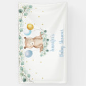 Banderoles Bear Greenery Gold Blue Boy Baby shower (Vertical)
