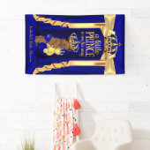 Banderoles Bear Royal Blue Silk Gold Baby shower de couronne  (En situation)