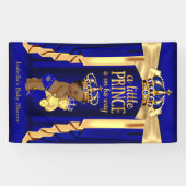 Banderoles Bear Royal Blue Silk Gold Baby shower de couronne  (Horizontal)