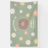 Banderoles Beary Cute Bear Cub Sage Green Spring Baby shower (Vertical)