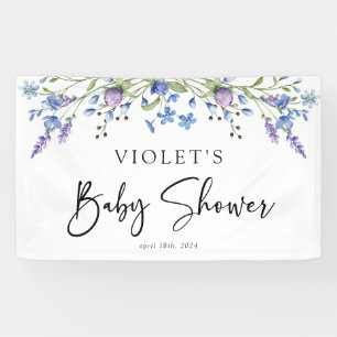 Banderoles Beau Baby shower Fleur sauvage bleu