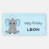 Banderoles Beau éléphant en bleu, anniversaire garçon (Horizontal)