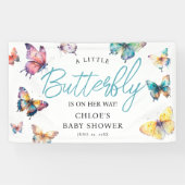 Banderoles Beau papillon Watercolor Baby shower fille (Horizontal)