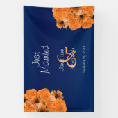 Banderoles Beau Rose orange et bleu marine (Verticale)