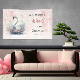 Banderoles Beau Swan rose Floral Damask Girl Baby shower