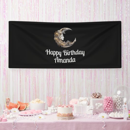 Banderoles Beau visage dans la Lune Anniversaire (Fête)