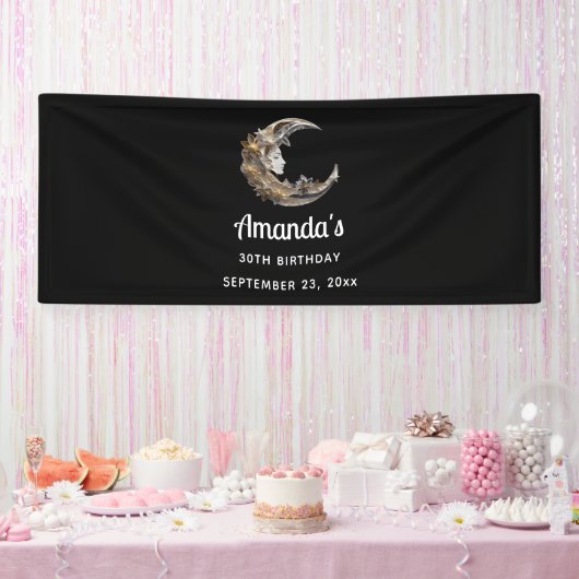 Banderoles Beau visage dans la Lune Anniversaire (Fête)