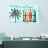 Banderoles Bébé à bord surf Baby shower Turquoise (Salon professionnel)