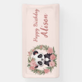 Banderoles Bébé adorable Panda Ours avec fleurs (Verticale)