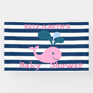 Banderoles Bébé baleine mignon, rayures bleu marine - Personn