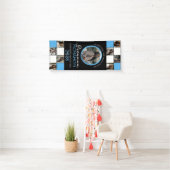 Banderoles Bébé Bleu et noir Photo Collage Graduation Vinyl (En situation)