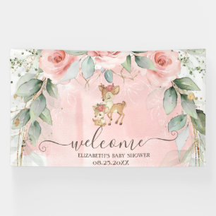 Banderoles Bébé cerf mignon roses roses