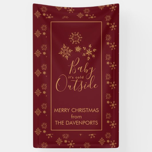 Banderoles Bébé c'est froid dehors Golden Snowflakes (Vertical)