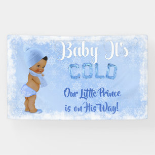 Banderoles Bébé c'est froid Flocon de neige Bleu ethnique gar