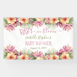 Banderoles Bébé en fleur Baby shower floral rose tropicale =