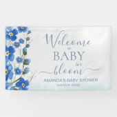Banderoles Bébé en Fleur Bienvenue Garçon Bleu Floral Douche (Horizontal)