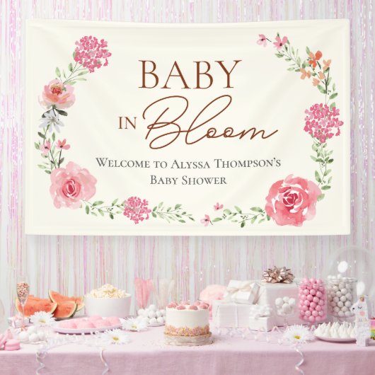 Banderoles Bébé en fleurs Fleur Baby shower Fille Personnalis (Fête)