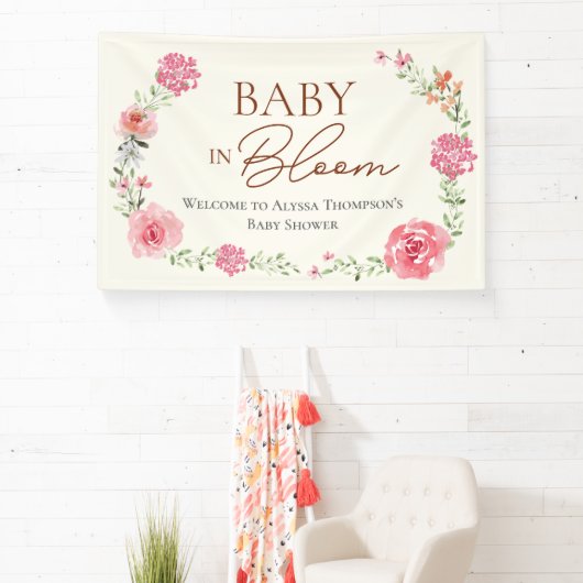 Banderoles Bébé en fleurs Fleur Baby shower Fille Personnalis (Insitu)