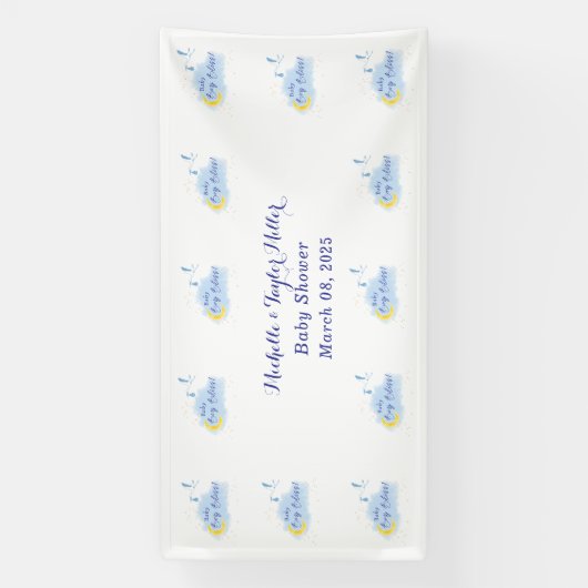 Banderoles Bébé garçon Starlit Bliss Cigogne livraison spécia (Verticale)