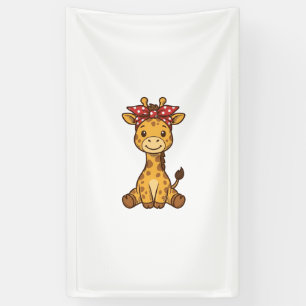 Banderoles Bébé girafe mignon avec noeud papillon design vect