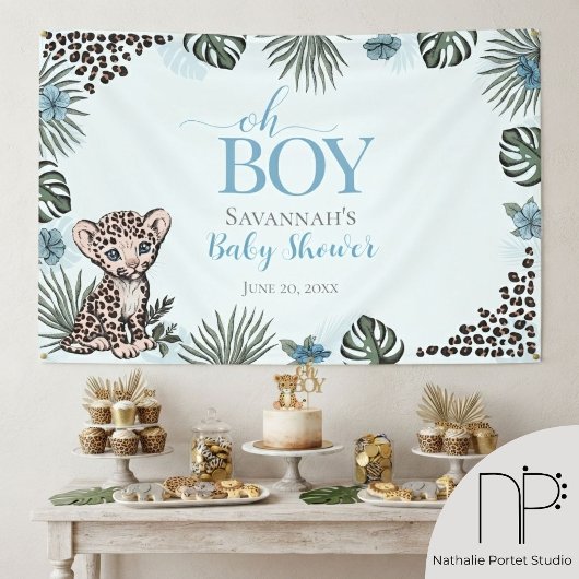 Banderoles Bébé Léopard Bleu Baby Shower