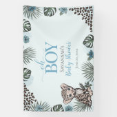 Banderoles Bébé Léopard Bleu Baby Shower (Verticale)