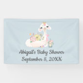 Banderoles Bébé Llama Fleurs Blancs Bleu Baby shower garçon (Horizontal)