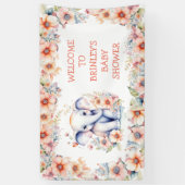 Banderoles Bébé mignon Baby shower de fille d'éléphant (Vertical)