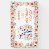 Banderoles Bébé mignon Eléphant Fille Anniversaire (Vertical)