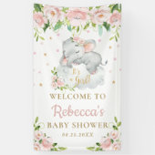 Banderoles Bébé mignon Eléphant rose Floral fond d'accueil (Vertical)