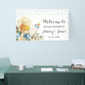 Banderoles Bébé mignon garçon brasse Baby shower bleu fond (Salon professionnel)